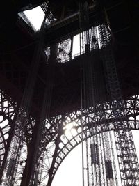 Low angle view of illuminated eiffel tower