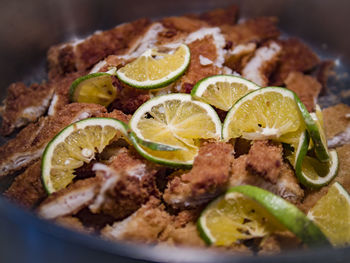 Close-up of sandwich served in plate
