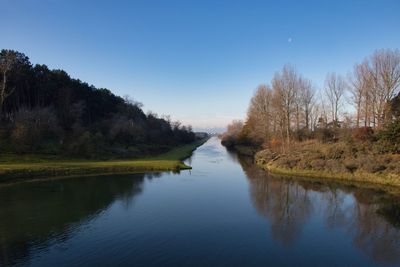 Scenic view of lake against clear sky