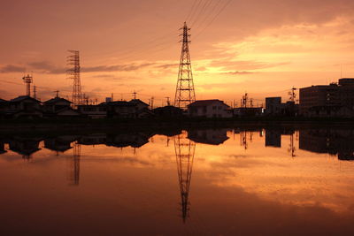 Scenic view of lake during sunset