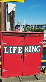 Close-up of red text