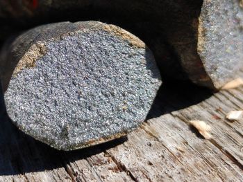 High angle view of stones on table