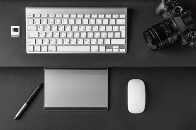 High angle view of laptop on table