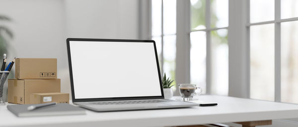 Laptop on table