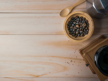 High angle view of coffee on table