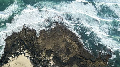 High angle view of sea waves