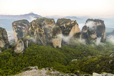 Panoramic view of rocky mountains against sky