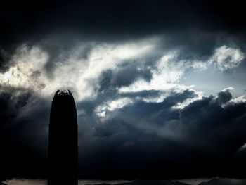 Low angle view of silhouette building against cloudy sky