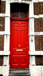 Close-up of red door