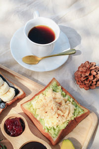 High angle view of food on table