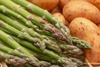 High angle view of vegetables for sale in market