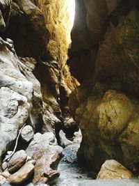 River flowing through cave
