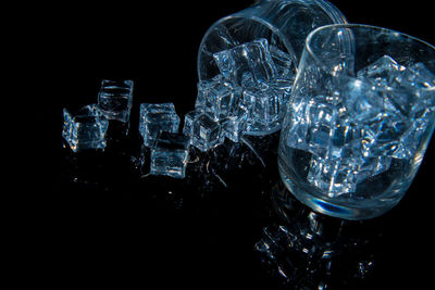 Close-up of ice crystals against black background