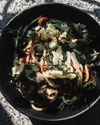 High angle view of vegetables in bowl