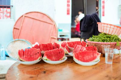 Various fruits for sale at market stall