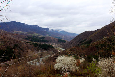Scenic view of mountains against sky