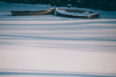 Scenic view of frozen lake during winter