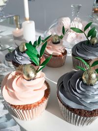 Close-up of cupcakes on table