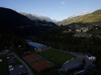 High angle view of townscape against sky