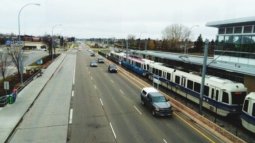 Road passing through city