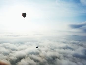 Low angle view of hot air balloon against sky