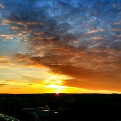 Scenic view of landscape against dramatic sky