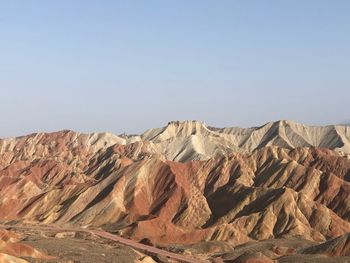 Scenic view of mountains against clear sky