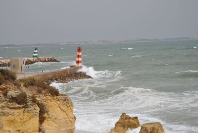 Scenic view of sea against clear sky