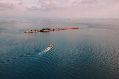 High angle view of sea against sky