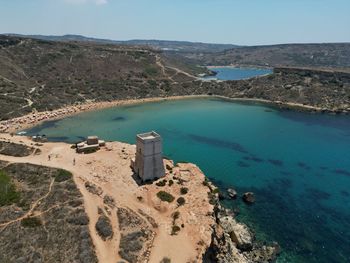 High angle view of sea against sky