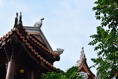 Low angle view of traditional building against sky