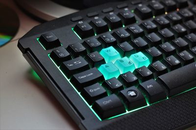 Close-up of computer keyboard on table