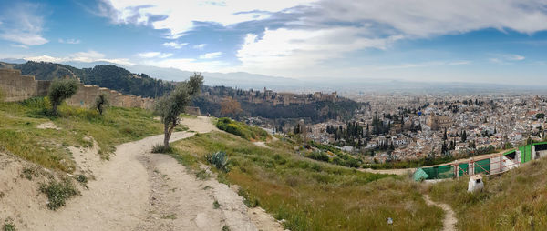 Panoramic shot of city buildings against sky