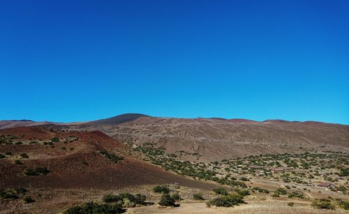 Scenic view of desert against clear sky