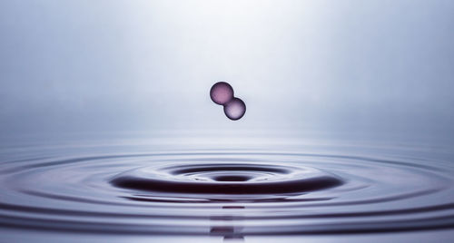 Extreme close up of water drop on white surface