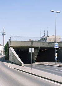 View of road against clear blue sky