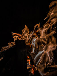 Close-up of fire against black background