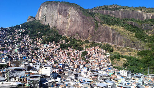 High angle view of buildings in a town