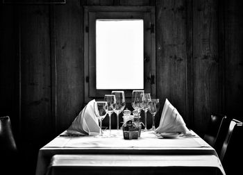 Table and chairs in restaurant