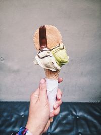 Close-up of ice cream in hand