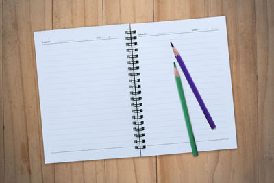 High angle view of pen on table