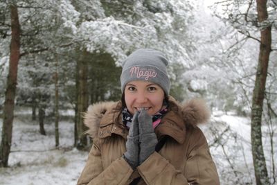 Portrait of young woman in winter