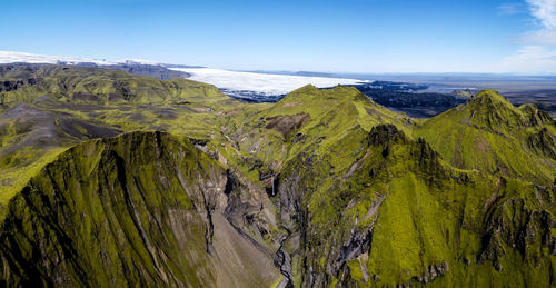 Panoramic view of landscape and mountains against sky in iceland