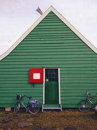 Bicycle against building