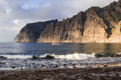 Scenic view of sea and mountains