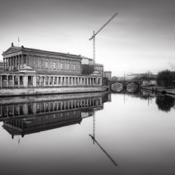 Historic building by spree river at museum island in city