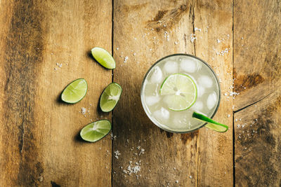 High angle view of lemon on table