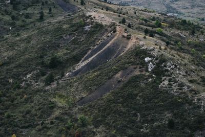 High angle view of road along landscape