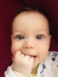 Close-up portrait of cute baby boy