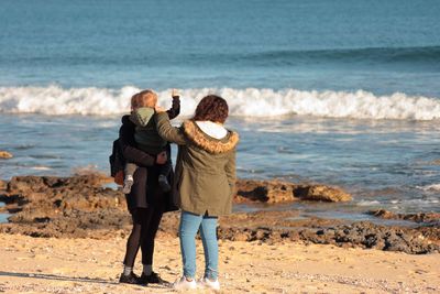 Full length of couple at beach